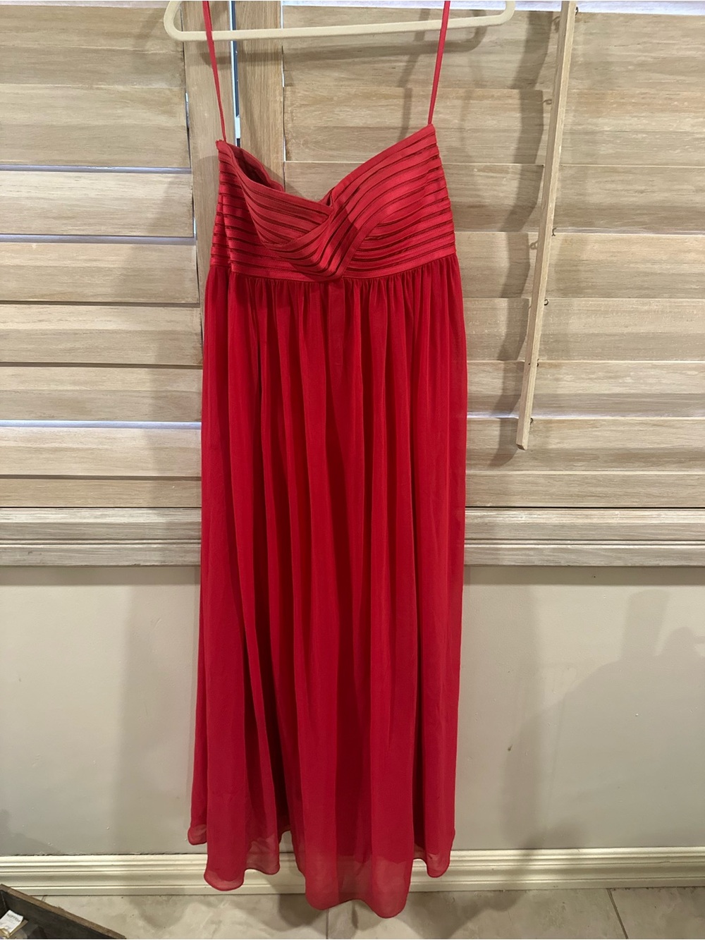 Red Spaghetti-Strap Chiffon Evening Dress